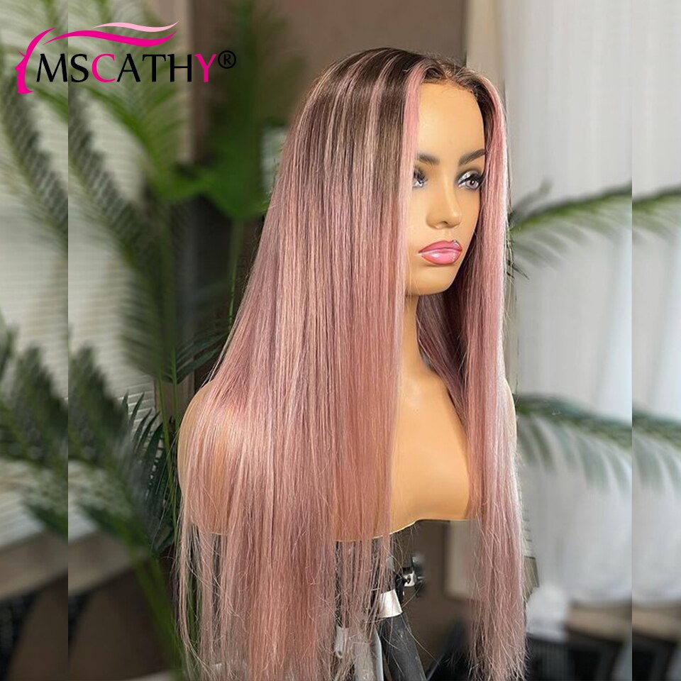 "Sharielle" Brazilian Straight Pink Highlight Wig