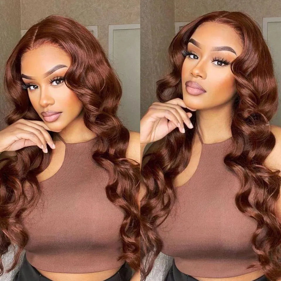 “Leather face” Chocolate Brown Body Wave Wig